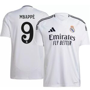 adidas Adult Real Madrid Kylian Mbappé 2024 Home Jersey Size Medium